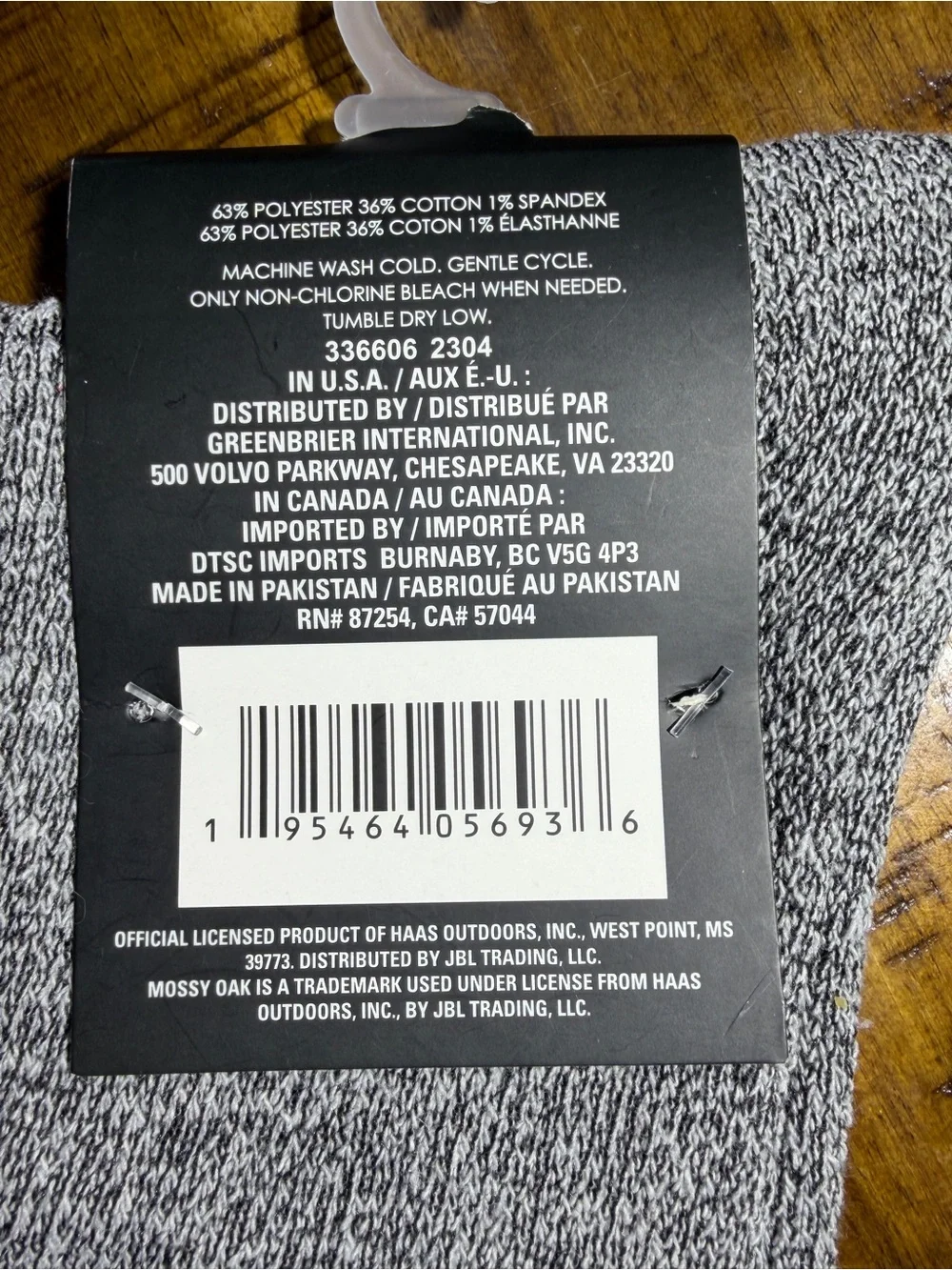 Mossy Oak Men's Full Cushion Thermal Socks - Black & Gray Blend
